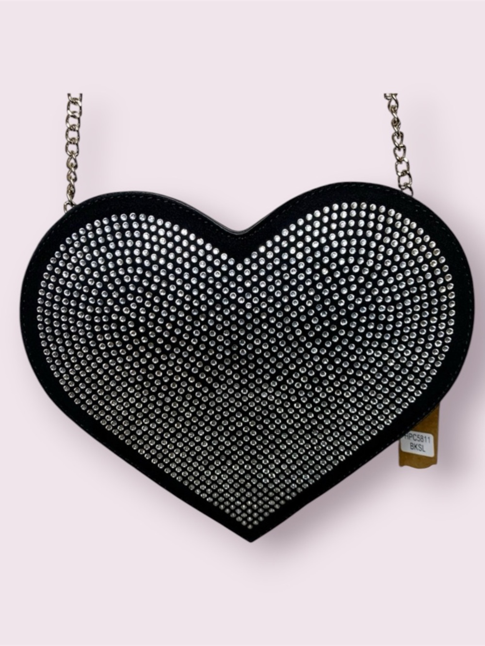 Black Heart-Shaped Crossbody Bag with Silver Studs